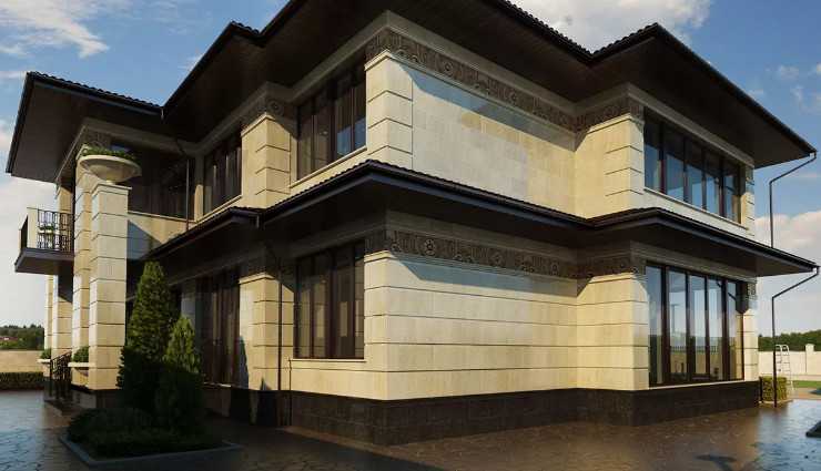 Вентилируемые фасады с облицовкой из керамики или травертина